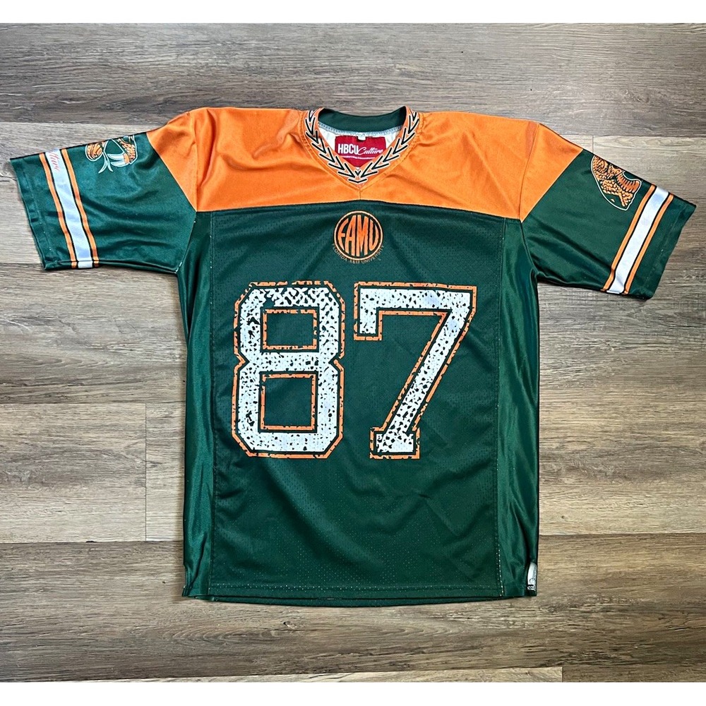 FAMU Florida A&M Rattlers HBCU Culture Football Jersey XXL #87 Green Orange